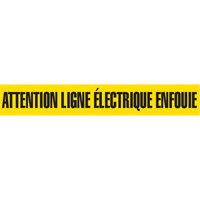 Ruban pour barricade "Attention Ligne &eacute;lectrique Enfouie", Français, 3" la x 1000' lo, Noir sur jaune MAS Chibougamau