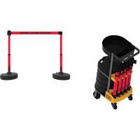 Plus Portable Barrier System Cart Package with Tray, 75' L, Metal/Plastic, Red MAS Chibougamau