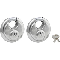 Shrouded Disc Padlocks, Silver, Keyed Alike, Stainless Steel, 2-3/4" Width MAS Chibougamau