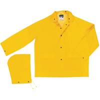 Classic Series Rain Jacket with Detachable Hood, Polyester/PVC, Large, Yellow MAS Chibougamau