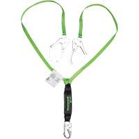 Miller&reg; HP Shock-Absorbing Lanyard, 6', Scaffold Hook Center, Locking Snap Hook Leg Ends, Polyester MAS Chibougamau