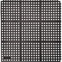Cushion-Ease&reg; 550 Interlocking Anti-Fatigue Mat, Slotted, 3' x 3' x 3/4", Black, Rubber MAS Chibougamau