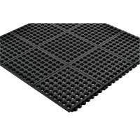 Cushion-Ease&reg; 550 Interlocking Anti-Fatigue Mat, Slotted, 3' x 3' x 3/4", Black, Rubber MAS Chibougamau
