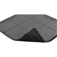 Cushion-Ease&reg; Interlocking Anti-Fatigue Mat, Pebbled, 3' x 3' x 3/4", Black, Natural Rubber MAS Chibougamau