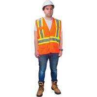Veste d'arpenteur haute visibilit&eacute; conforme &agrave; la CSA, Orange haute visibilit&eacute;, Moyen, Polyester MAS Chibougamau