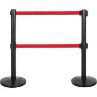 Dual Belt Crowd Control Barrier, Steel, 35" H, Red Tape, 7' Tape Length MAS Chibougamau