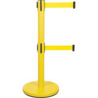 Dual Belt Crowd Control Barrier, Steel, 35" H, Yellow Tape, 7' Tape Length MAS Chibougamau