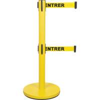 Dual Belt Crowd Control Barrier, Steel, 35" H, Yellow Tape, 7' Tape Length MAS Chibougamau