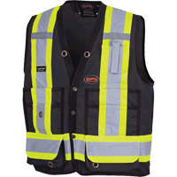 6692BK Surveyor's Safety Vest, Black, Medium, Polyester MAS Chibougamau