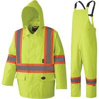 5609 210D Waterproof Rain Suit, Polyester/PVC, X-Small, High Visibility Lime-Yellow MAS Chibougamau
