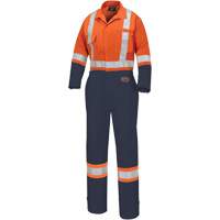 5514WBB Women's 2-Tone Safety Coveralls, X-Small, High Visibility Orange/Navy Blue MAS Chibougamau