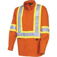 4441 Ultra-Cool Long-Sleeved Safety Shirt, Cotton, Small, High Visibility Orange MAS Chibougamau