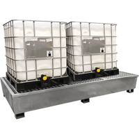Steel Ultra-Twin IBC Spill Pallet&reg;, 370 US gal. Spill Capacity, 103.8" x 26.8" x 51.1" MAS Chibougamau