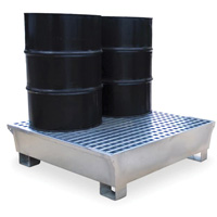 Ultra-Spill Pallet en acier, 4 barils, Capacit&eacute; de d&eacute;versement 68 gal. US, 49,1" x 47,1" x 10,9" MAS Chibougamau