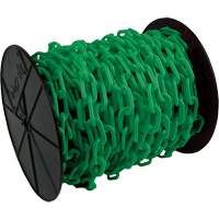 Chaîne de s&eacute;curit&eacute; en plastique robuste, Vert, Maillon de 2", 100' de long MAS Chibougamau