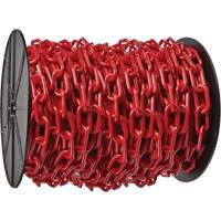 Chaîne de s&eacute;curit&eacute; en plastique robuste, Rouge, Maillon de 2", 100' de long MAS Chibougamau
