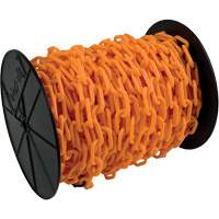 Chaîne de s&eacute;curit&eacute; en plastique robuste, Orange, Maillon de 2", 100' de long MAS Chibougamau