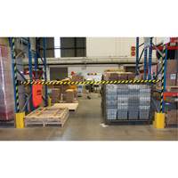 Magnetic Wall Mount Barrier with Magnetic Tape, Plastic, Magnetic Mount, 15', Black and Yellow Tape MAS Chibougamau