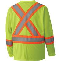 6985 Traffic Micro Mesh Long-Sleeved Safety Shirt, Small, High Visibility Lime-Yellow MAS Chibougamau