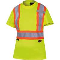 6949 Women's Bird's-Eye Safety T-Shirt, Polyester, X-Small, High Visibility Lime-Yellow MAS Chibougamau