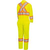 5999AW Women's High-Visibility Traffic Safety Coveralls, X-Small, High Visibility Lime-Yellow MAS Chibougamau