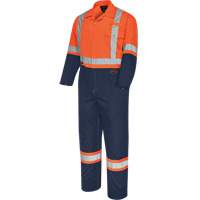 5514BB 2-Tone Safety Coveralls with Zipper Closure, 36, High Visibility Orange/Navy Blue MAS Chibougamau
