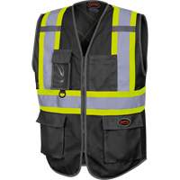 6959BK Veste de s&eacute;curit&eacute; haute visibilit&eacute; en tricot chaîne avec fermeture &agrave; glissi&egrave;re, Noir, T-petit, Polyester MAS Chibougamau