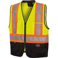 6895 Veste de s&eacute;curit&eacute; haute visibilit&eacute; bicolore avec fermeture &agrave; glissi&egrave;re sur tout le devant, Noir/Jaune lime haute visibilit&eacute;, 2T-Grand/3T-Grand, Polyester MAS Chibougamau