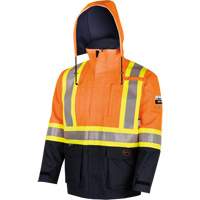 4484 Manteau de s&eacute;curit&eacute; Defender antistatique/ignifuge/anti-arc &eacute;lectrique en trilamin&eacute;, Petit, Noir/Orange haute visibilit&eacute;, 11 cal/cm² MAS Chibougamau