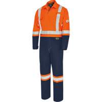 7702BBT Combine de s&eacute;curit&eacute; deux tons FR-Tech, Taille 40 (grand taille), Bleu marin/Orange, 10 cal/cm² MAS Chibougamau