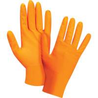 Gants d'examen de poids lourd &agrave; prise tactile, 2T-Grand, Nitrile, 8 mils, Sans poudre, Orange, Classe 2 MAS Chibougamau