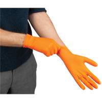 Gants d'examen de poids lourd &agrave; prise tactile, 2T-Grand, Nitrile, 8 mils, Sans poudre, Orange, Classe 2 MAS Chibougamau
