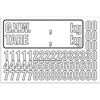 G.V.W. Truck Number Kit, Assorted Numbers/Letters/Punctuation, White MAS Chibougamau