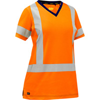 Chemise &agrave; manches courtes et X au dos Bisley pour femmes, Poly-coton, Petit, Orange haute visibilit&eacute; MAS Chibougamau