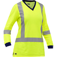 Chemise &agrave; manches longues et X au dos Bisley pour femmes, Poly-coton, Petit, Jaune lime haute visibilit&eacute; MAS Chibougamau