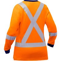 Chemise &agrave; manches longues et X au dos Bisley pour femmes, Poly-coton, Petit, Orange haute visibilit&eacute; MAS Chibougamau