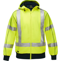 Bisley&reg; X-Back Full Zip Hooded Sweatshirt with Sherpa Lining, Small, High Visibility Lime-Yellow MAS Chibougamau