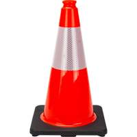 C&ocirc;ne de signalisation de premi&egrave;re qualit&eacute;, 18", Orange, Bande(s) r&eacute;fl&eacute;chissante(s) 6" MAS Chibougamau