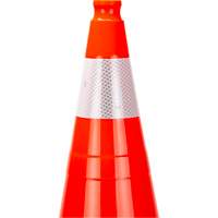 C&ocirc;ne de signalisation de premi&egrave;re qualit&eacute;, 28", Orange, Bande(s) r&eacute;fl&eacute;chissante(s) 4" MAS Chibougamau