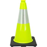 C&ocirc;ne de signalisation de premi&egrave;re qualit&eacute;, 18", Vert lime, Bande(s) r&eacute;fl&eacute;chissante(s) 6" MAS Chibougamau