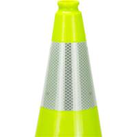 C&ocirc;ne de signalisation de premi&egrave;re qualit&eacute;, 18", Vert lime, Bande(s) r&eacute;fl&eacute;chissante(s) 6" MAS Chibougamau