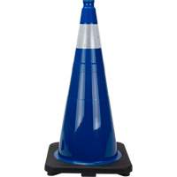 C&ocirc;ne de signalisation de premi&egrave;re qualit&eacute;, 28", Bleu, Bande(s) r&eacute;fl&eacute;chissante(s) 4" MAS Chibougamau