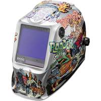 VIKING 3350 Hot Rodders Welding Helmet, 3.74" L x 3.34" W View Area, 5 - 13 Shade Range MAS Chibougamau