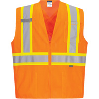 Veste de s&eacute;curit&eacute; &agrave; bandes contrastantes, Orange haute visibilit&eacute;, Petit, Polyester MAS Chibougamau