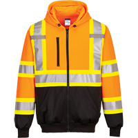 Contrast-Striped Safety Hoodie, Small, Black/High Visibility Orange MAS Chibougamau