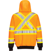 Contrast-Striped Safety Hoodie, Small, Black/High Visibility Orange MAS Chibougamau