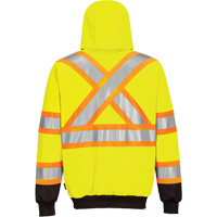 Contrast-Striped Safety Hoodie, Small, Black/High Visibility Lime-Yellow MAS Chibougamau