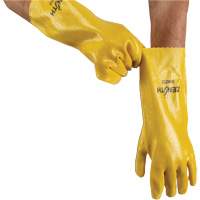 Rough-Finish Chemical-Resistant Gloves, Size 9, 14" L, PVC, Interlock Inner Lining, 47-mil MAS Chibougamau