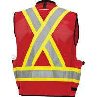 6678 Veste d'arpenteur antimicrobienne haute visibilit&eacute; avec dos en maille, Rouge, Petit, Polyester MAS Chibougamau