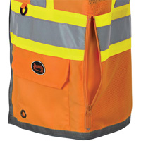 Veste de s&eacute;curit&eacute; pour arpenteur Pioneer avec fermeture &agrave; glissi&egrave;re et dos en maille, Orange haute visibilit&eacute;, Petit, Polyester MAS Chibougamau